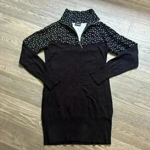 🔥schwiing🔥 | Black  long sleeve sweater dress with 1/4 front zipper